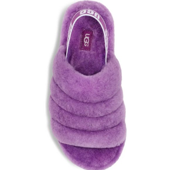 NEW UGG Size 9 Women's Fluff Yeah Genuine Shearling Slingback Sandal, Purple Sky - Picture 4 of 6
